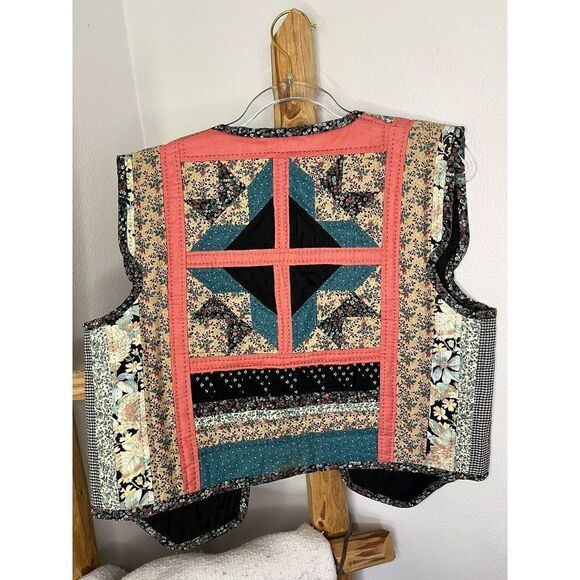 Vintage Quilt Reversible Vest With Cap Sleeve One Of A Kind Size S - Picture 11 of 16